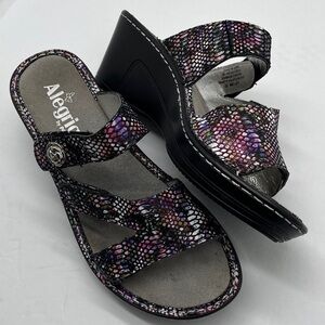 Alegria Loti Leather Multicolor Snakeskin Sandals Women’s 37/ US 7-7.5 Slip On